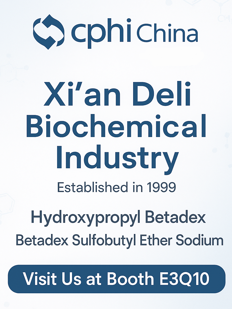 CPHI China 2025 Preview: Hydroxypropyl Betadex at Sulfobutyl eter Sodium Solutions Take Center Stage sa Xi'an Deli's Booth E3Q10
